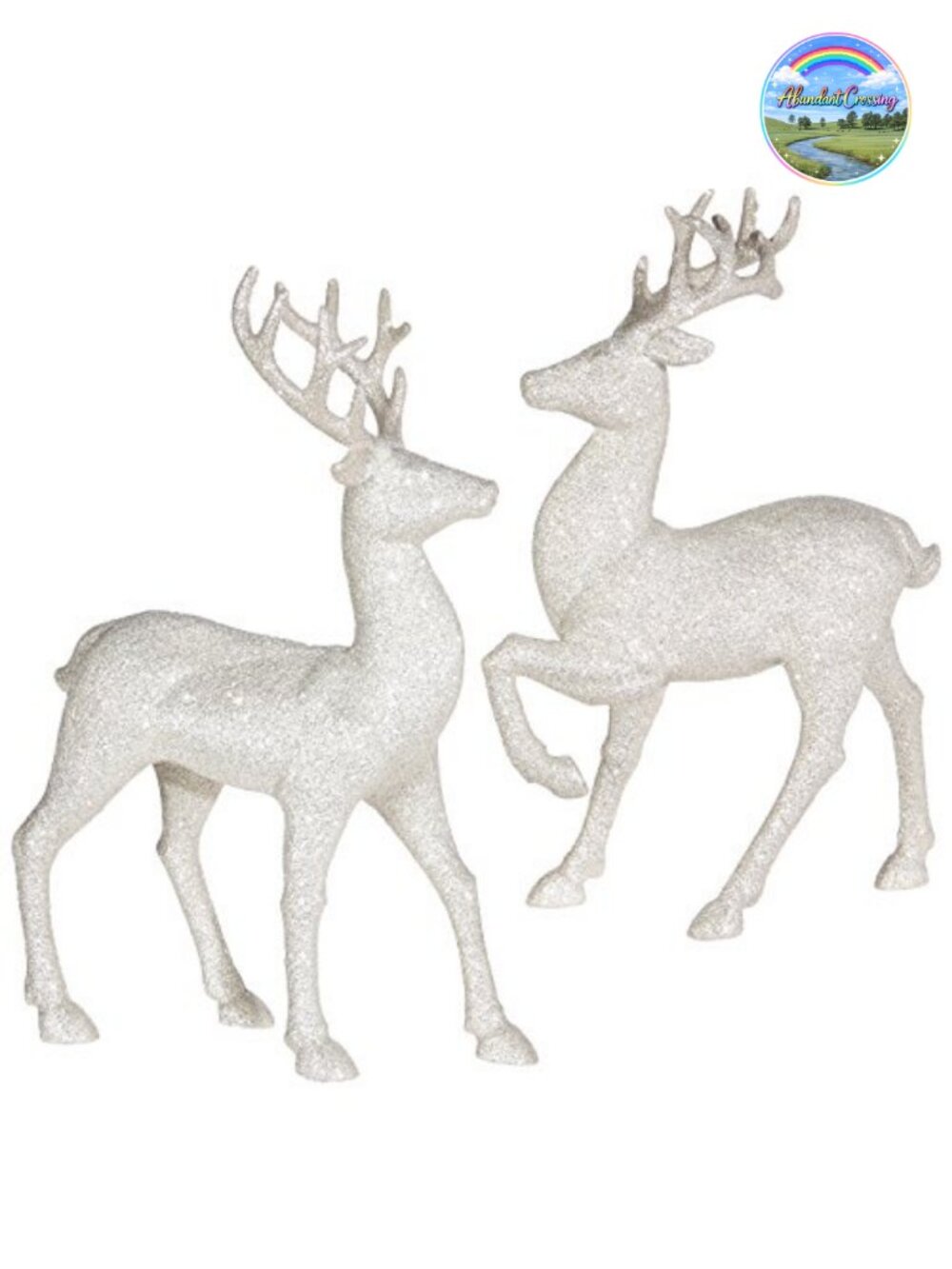 Set of 2 Glitter Reindeer Figures 12.5 Inch Plastic Holiday Decor